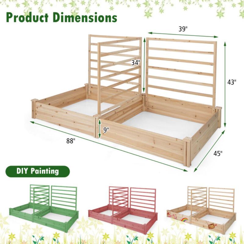Hivvago Raised Garden Bed with 2 Planter Boxes and 3 Trellis