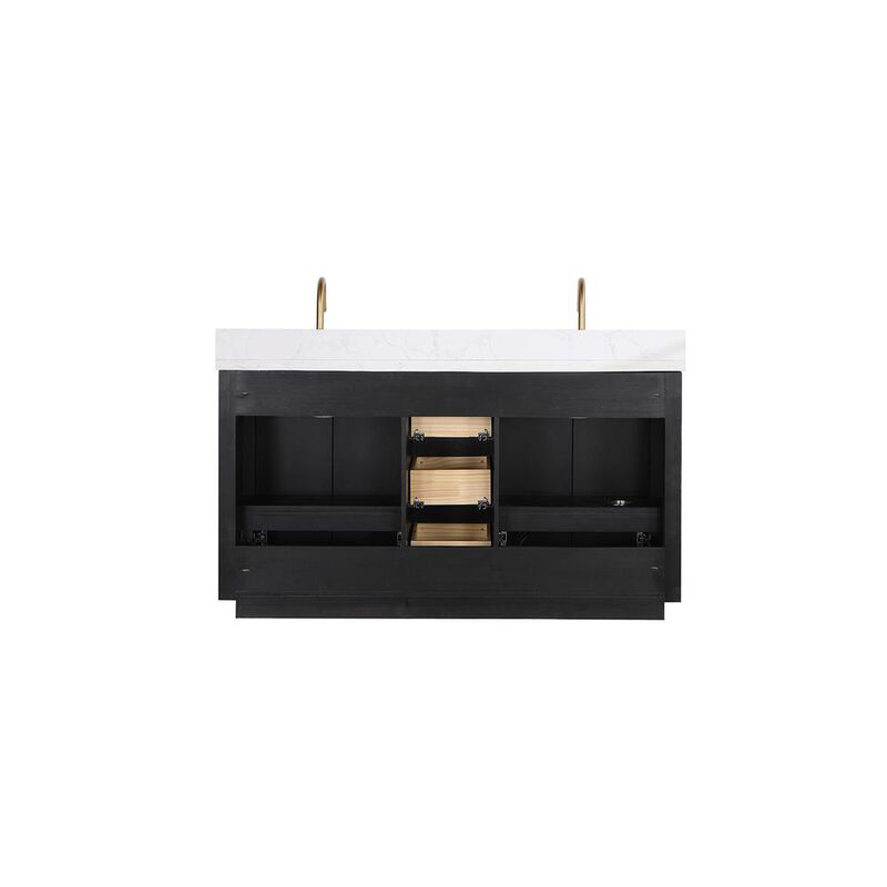 Vinnova Design Free-standing Double Bathroom Vanity with Composite top in Lightning White
