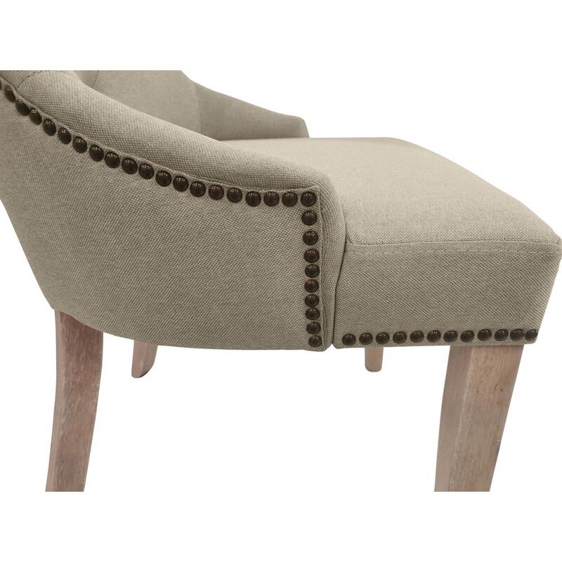 Carolina Living Tufted Back Upholstered Chair - Set of 2 - Natural Driftwood - Linen Upholstery