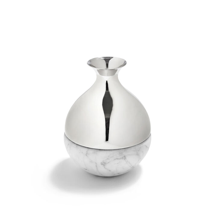 Coluna Dual Bud Vase, Marble & Silver