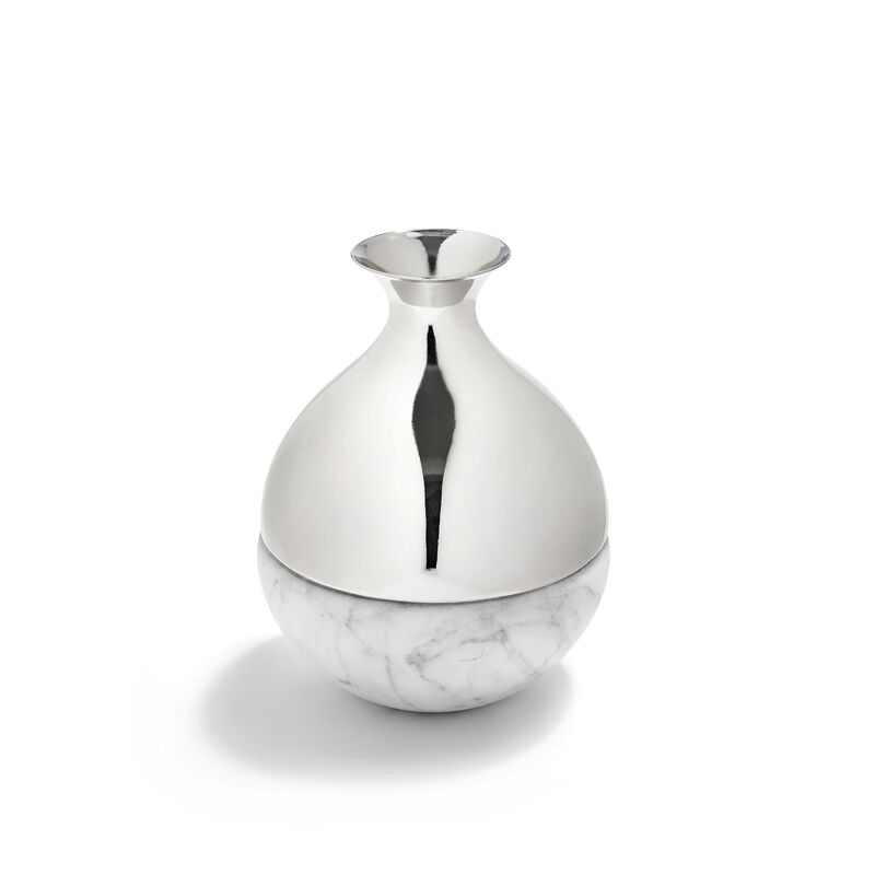 Coluna Dual Bud Vase, Marble & Silver