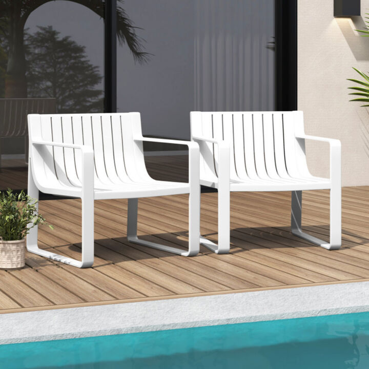 Patio Chairs Set of 2 with Curved Backrests and Seats