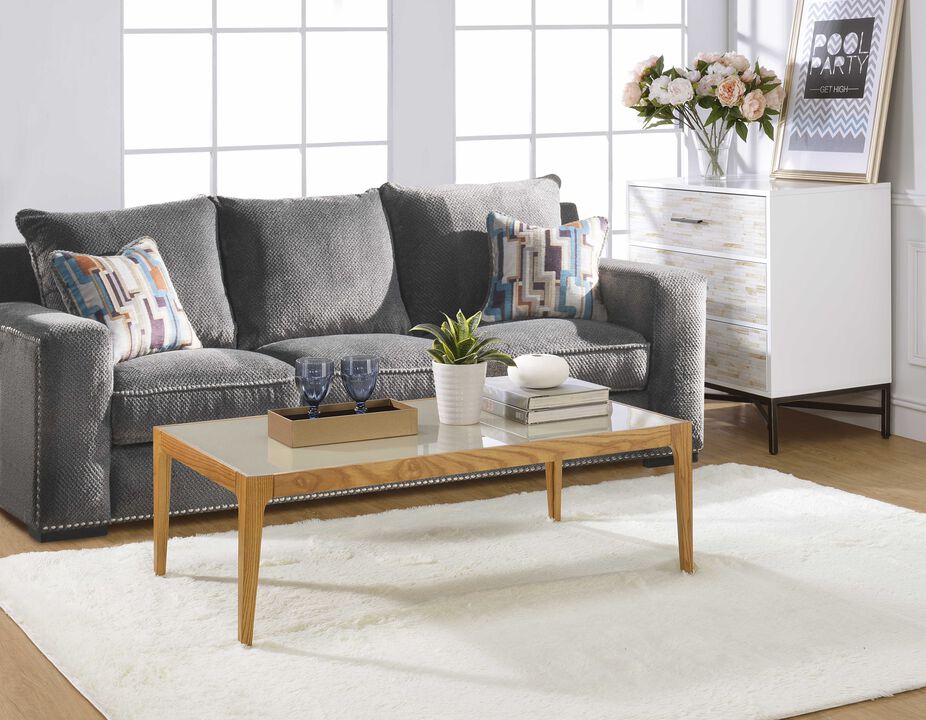 ACME Gwynn Coffee Table, Natural & Frosted Glass