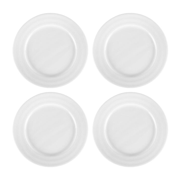 Porcelain Lizbon dia.7" Round White Porcelain Plate (Set of 4)