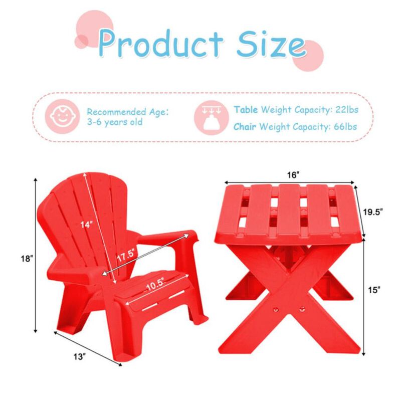 Hivvago 3-Piece Plastic Children Play Table Chair Set
