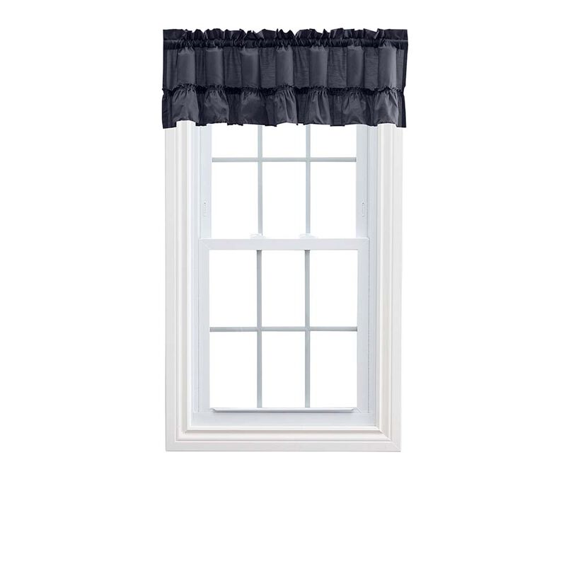 Ellis Stacey 1.5" Rod Pocket High Quality Fabric Solid Color Window Ruffled Filler Valance 54"x13" Navy