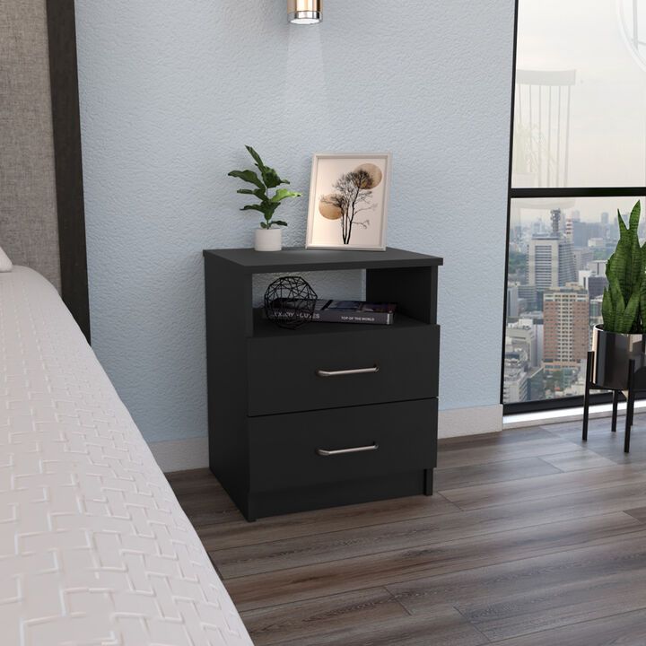 Streamdale Napoles Nightstand, Superior Top, Two Drawers, One Shelf