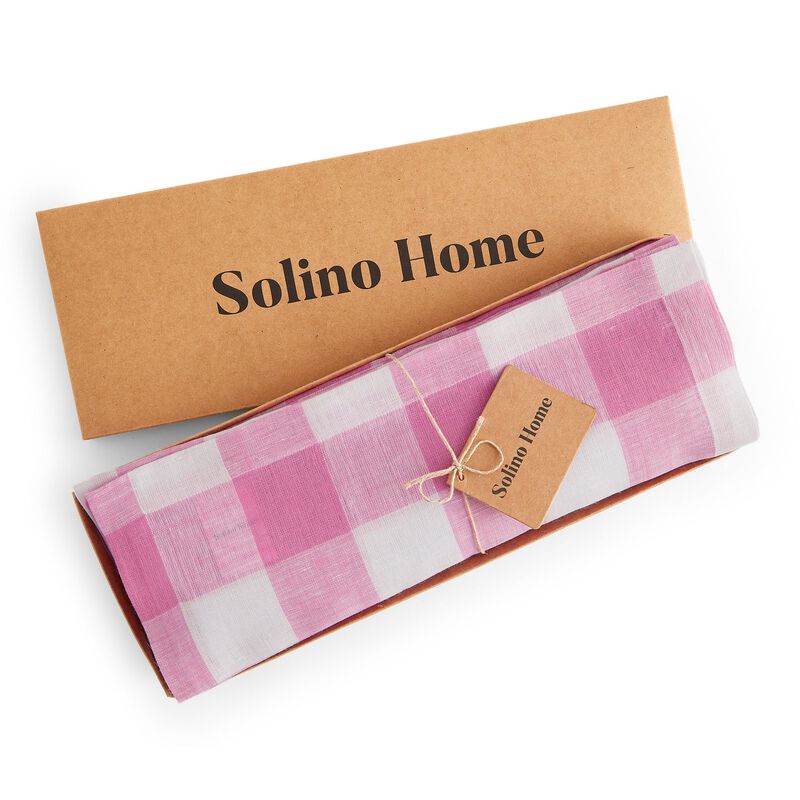 Solino Home 100% Pure Linen 14 x 19 Inch Placemats Set of 4 | Buffalo Check