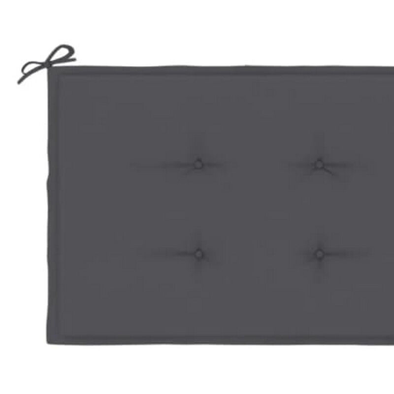 Claire Outdoor Cushion for Bench, 59 Inch Tufted Gray Oxford Fabric - Benzara