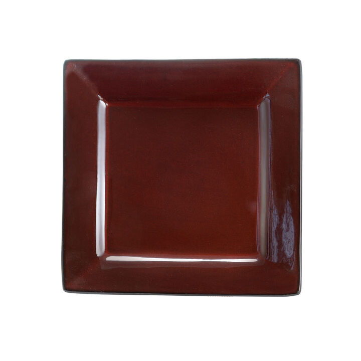Gibson Elite Kiesling 16 Piece Hard Square Dinnerware Set in Red