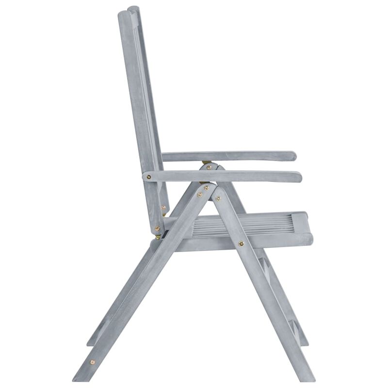 vidaXL Garden Reclining Chairs 3 pcs Gray Solid Acacia Wood