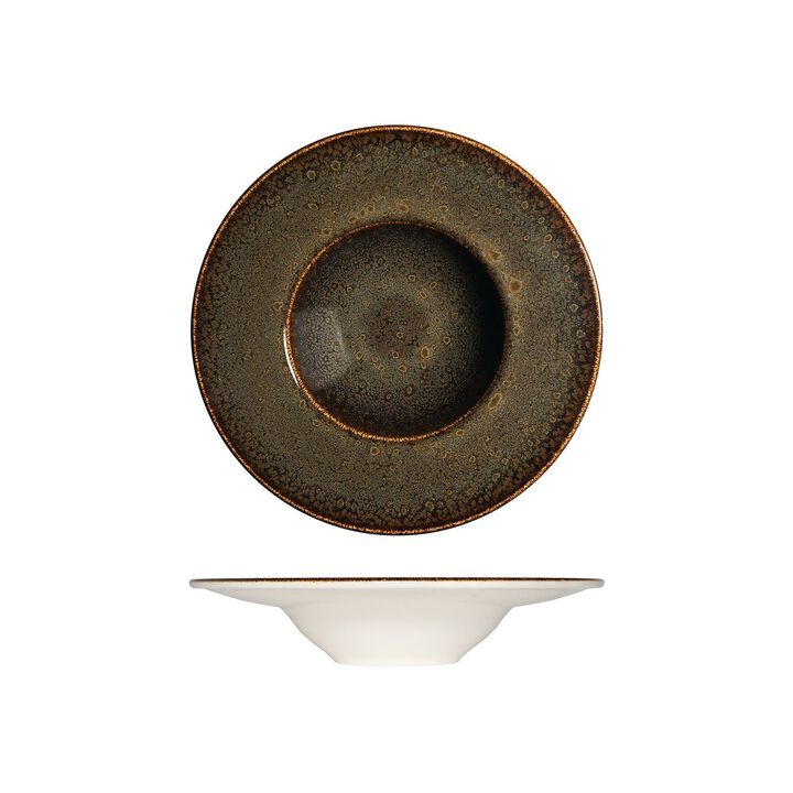 Tierra dia.11" h:2.5" 14 oz. Round Brown Porcelain Bowl (Set of 2)