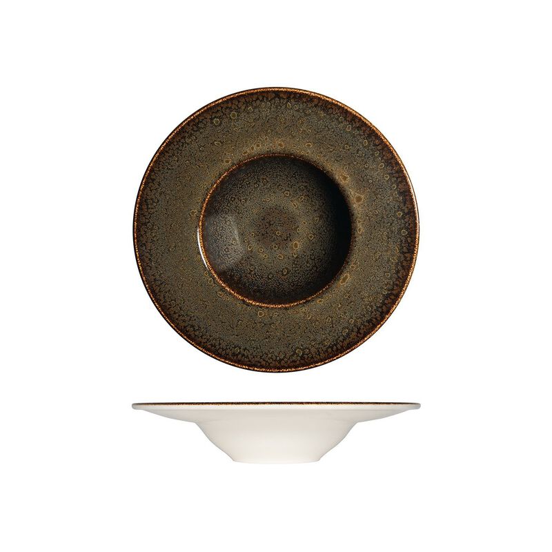 Tierra dia.11" h:2.5" 14 oz. Round Brown Porcelain Bowl (Set of 2)