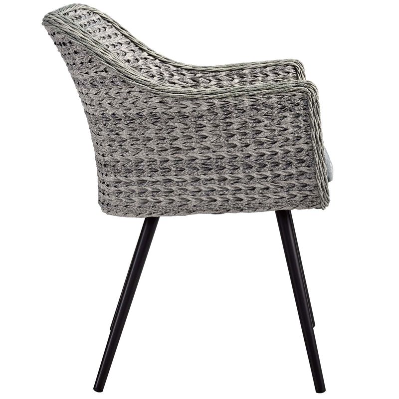 Endeavor 3 Piece Outdoor Patio Wicker Rattan Dining Set - Gray Gray