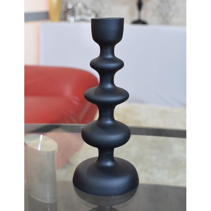 Modern Handmade Aluminum Eco-friendly Geometric Gray Set Of One Pillar Candle Holder BBH Homes