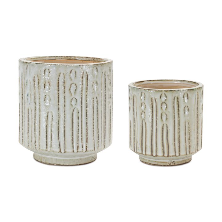 Distressed Clay Cream Planter (Set of 2)