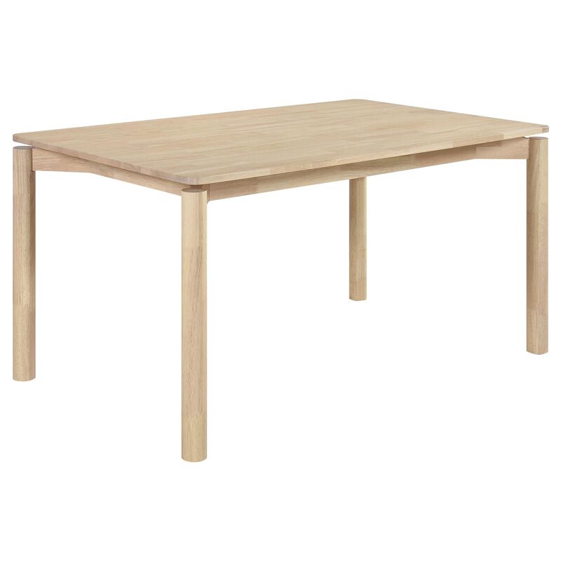 Rida Dining Table, White Washed Hardwood, Rectangular 59 Inch Top - Benzara
