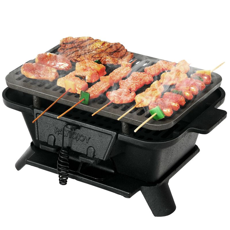 100% Cast Iron Hibachi Grill with Grill Grate Lifter