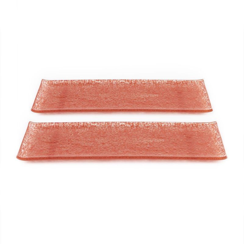 Glass Dinnerware 13.75" x 5" x h:0.5" Rectangular Glass Platter (Set of 2)