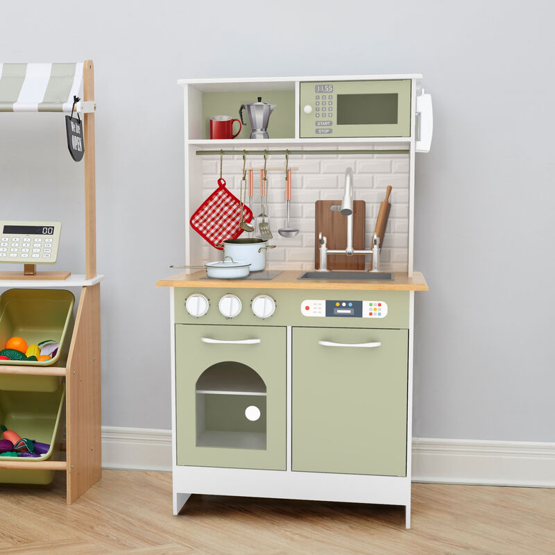 Teamson Kids - Little Chef Boston Modern Play Kitchen - Olive Green