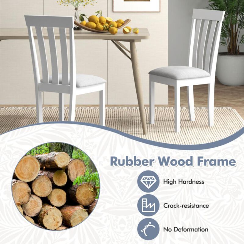 Hivvago Dining Chair Set of 2 Upholstered Wooden Kitchen Chairs with Padded Seat and Rubber Wood Frame