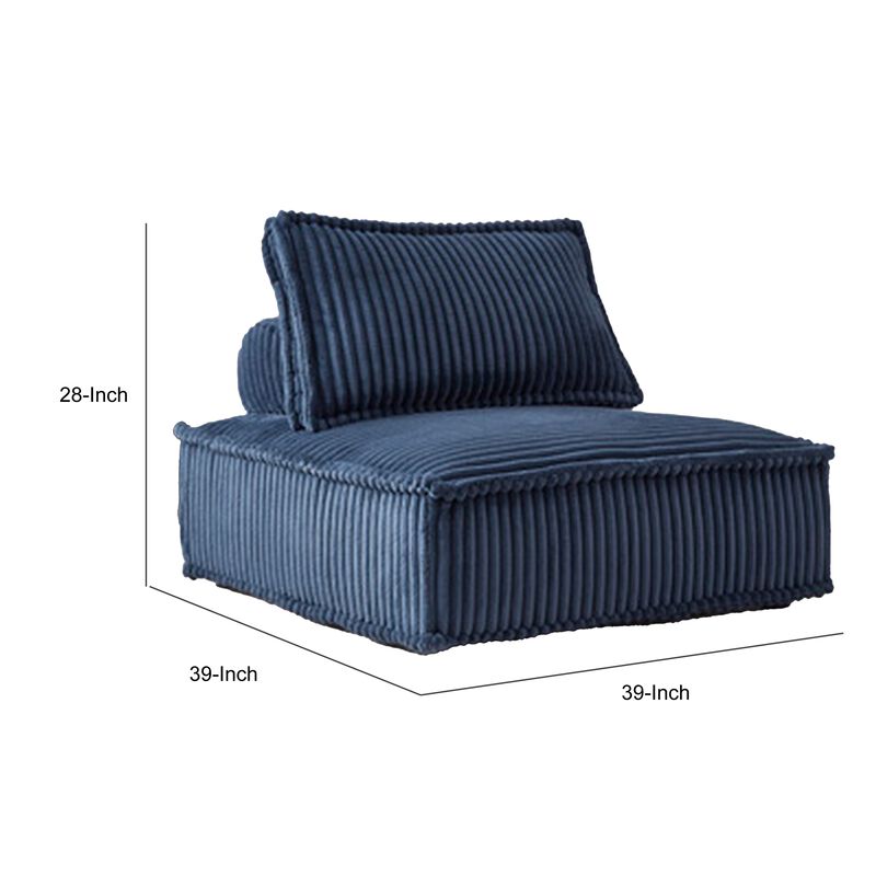 Vico Accent Chair, Armless Modular Design, Soft Blue Striped Polyester -