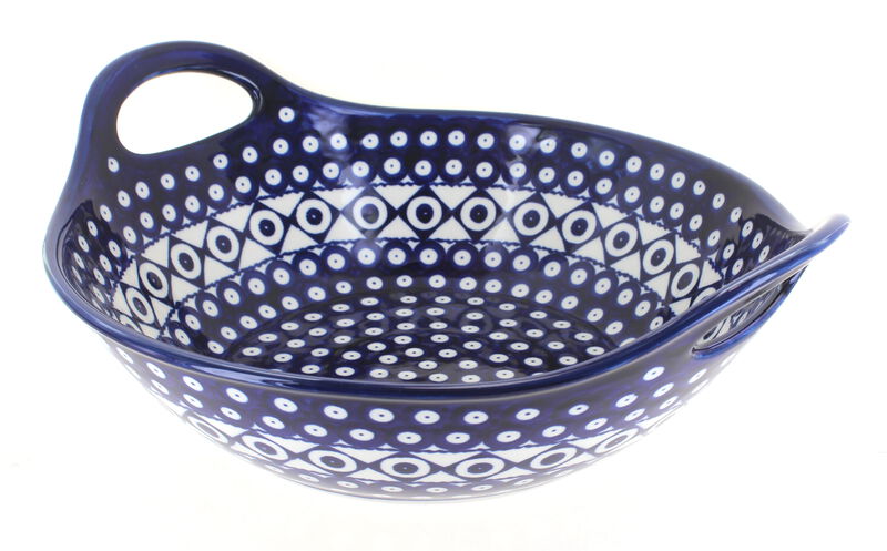 Blue Rose Polish Pottery Nature Deep Bowl with Handles