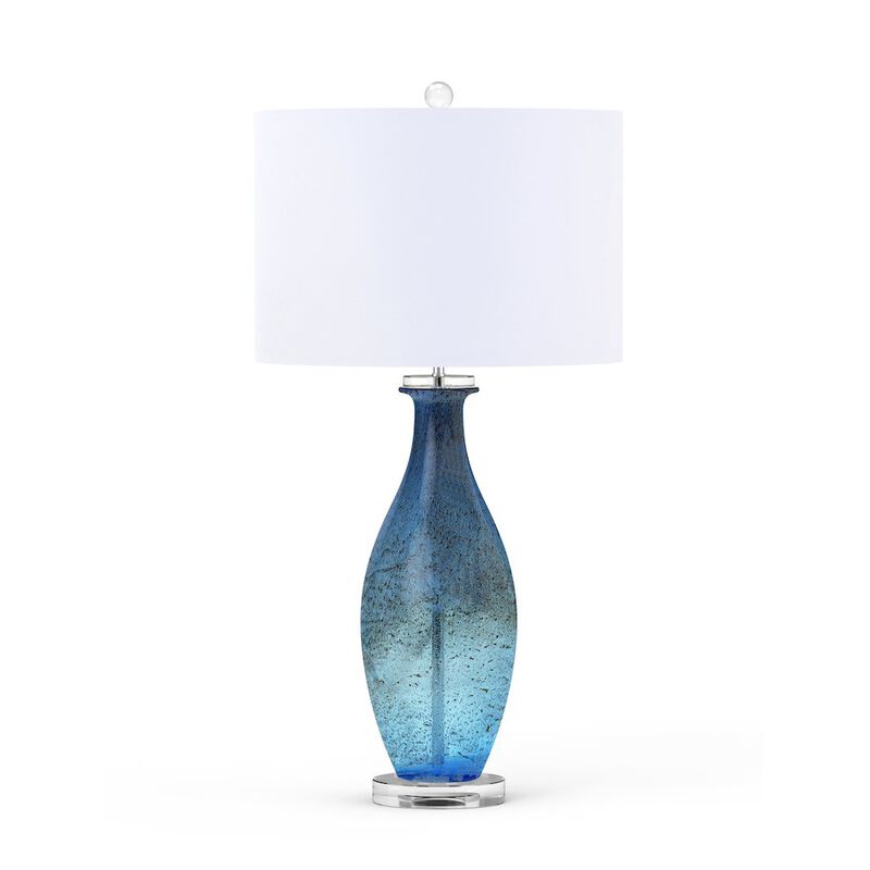 Lux Lighting Everly 30” Blue tone Art Glass w/Crystal Base, (Set of 2)