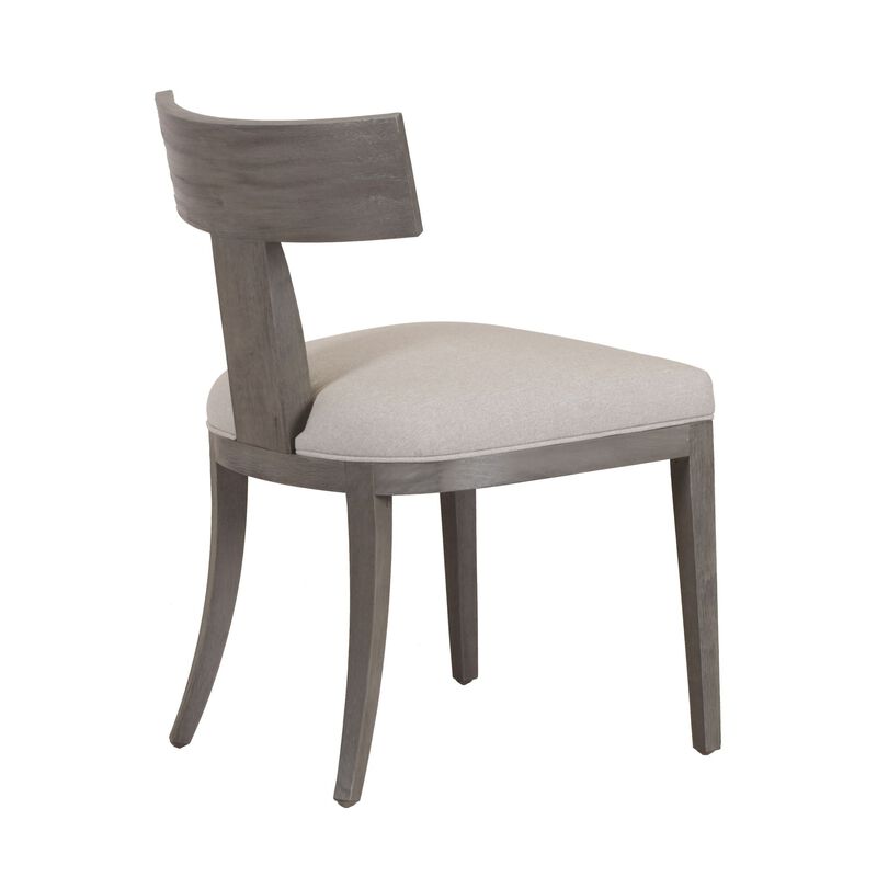 Cid Sten 21 Inch Dining Chair Set of 2, T Shape Back, Beige Linen, Gray - Benzara