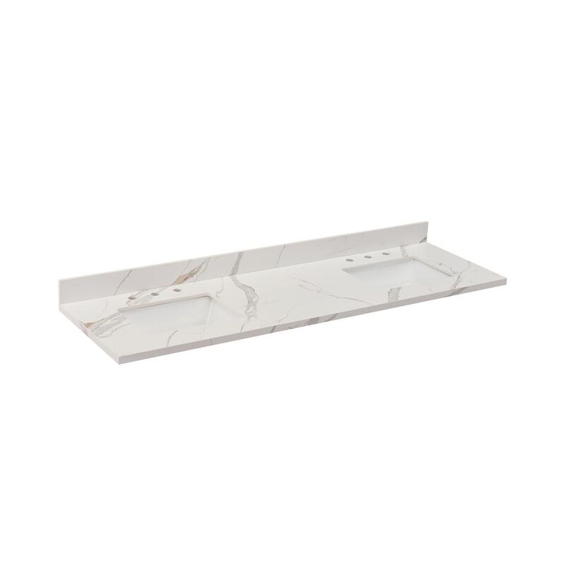 Altair 73 in. Composite Stone Vanity Top in Calacatta White with Sink