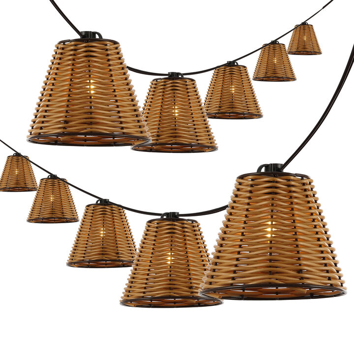 Payton Light Indoor/Outdoor Classic Cottage Incandescent G40 Faux-Rattan Shaded String Lights