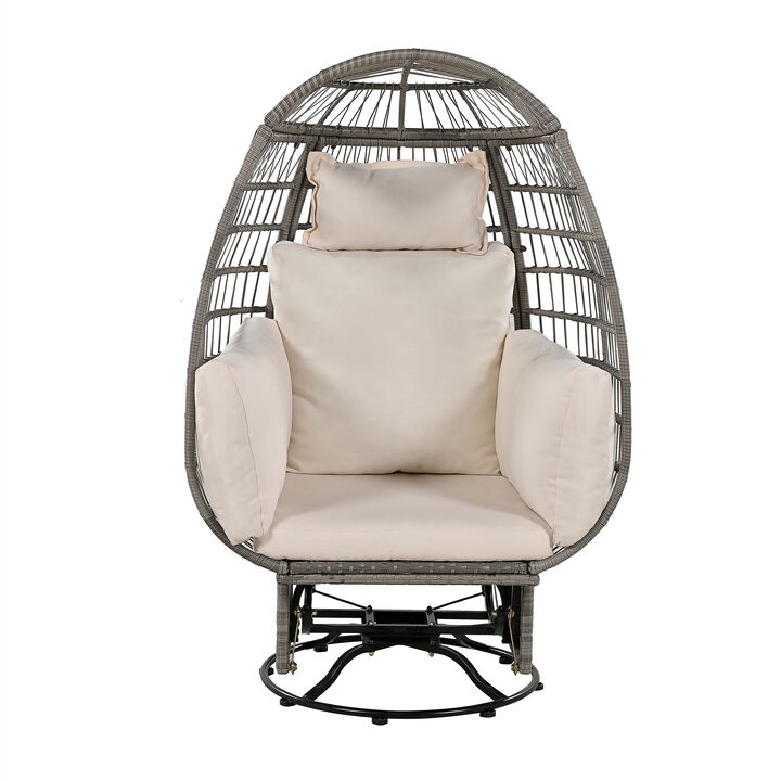 Merax Egg-shape Outdoor Swivel Chair with Cushions