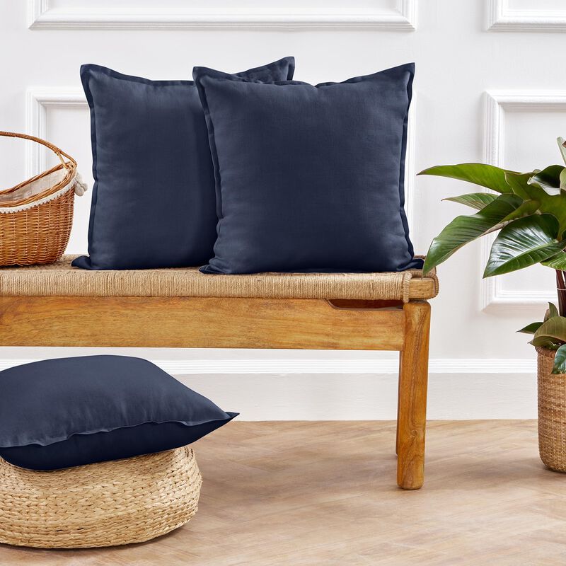 Solino Home Decorative Linen Pillow Cover 20 x 20 Inch - 100% European Flax Throw Pillow Case with Invisible Zipper | Santa Barbara