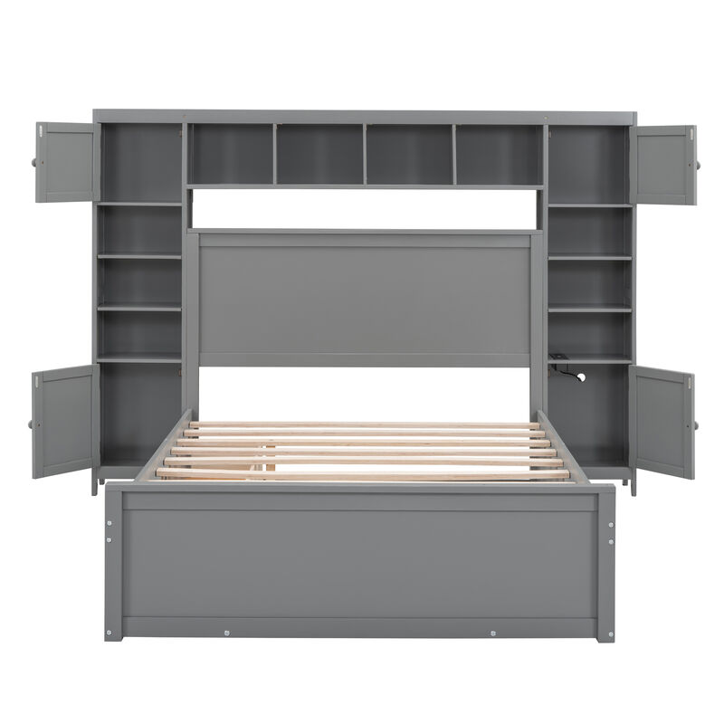 Merax Storage Platform Bed with Sockets