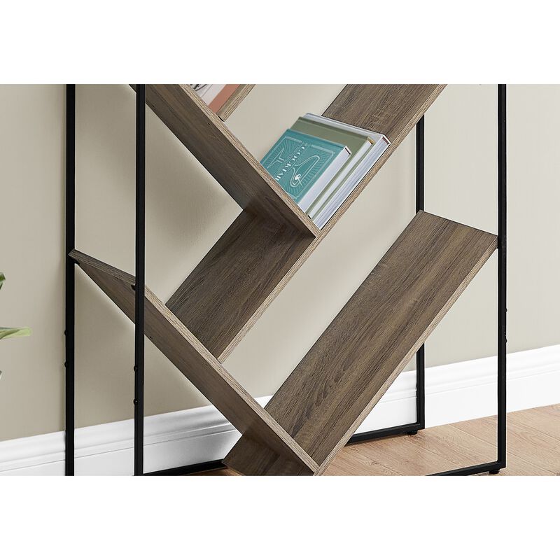 Monarch Specialties I 2201 Bookshelf, Bookcase, Etagere, 3 Tier, 60"H, Office, Bedroom, Metal, Laminate, Brown, Black, Contemporary, Modern