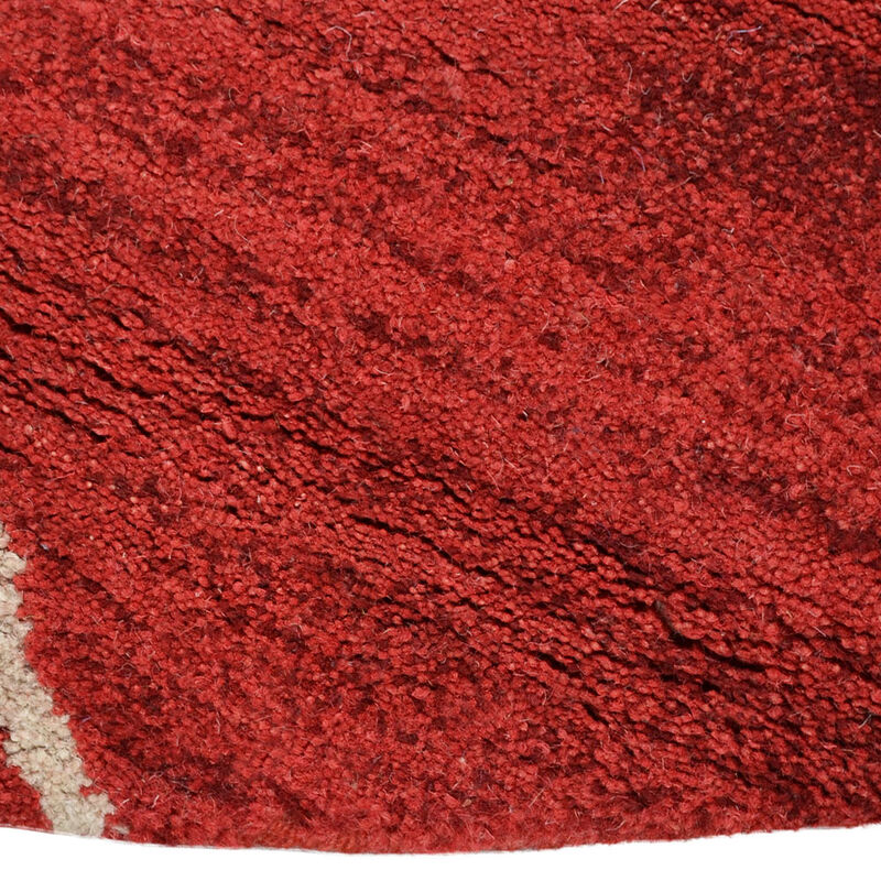 RUGSOTIC CARPETS HAND TUFTED WOOL ECO-FRIENDLY AREA RUGS  - 8'x8', Round Shape, Red & Beige, Floral Modern Design, High Pile Thick Handmade Anti Skid Area Rugs for Living Room, Bed Room (K00733)