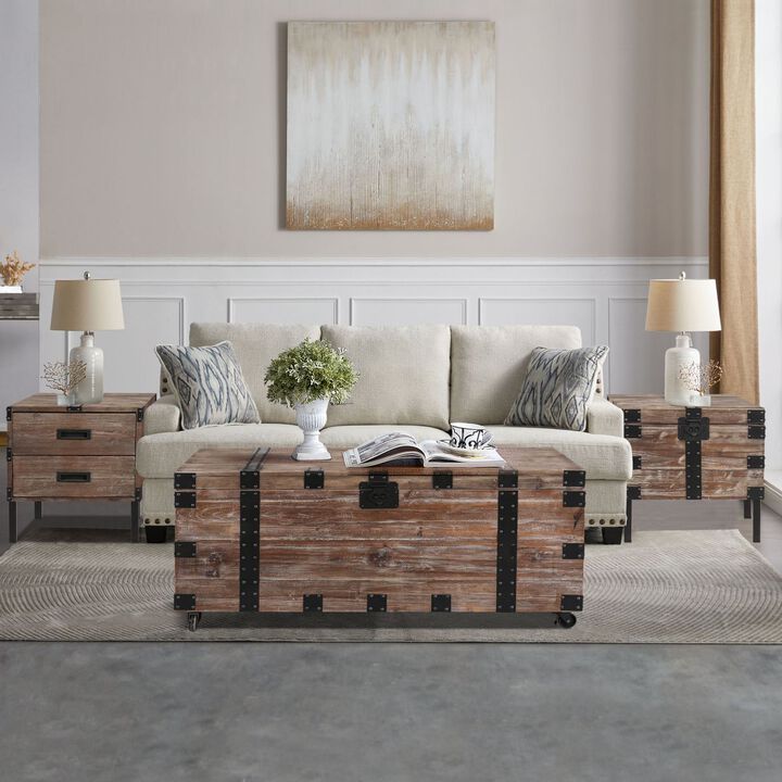 Gray Trunk Table Set with Large Storage