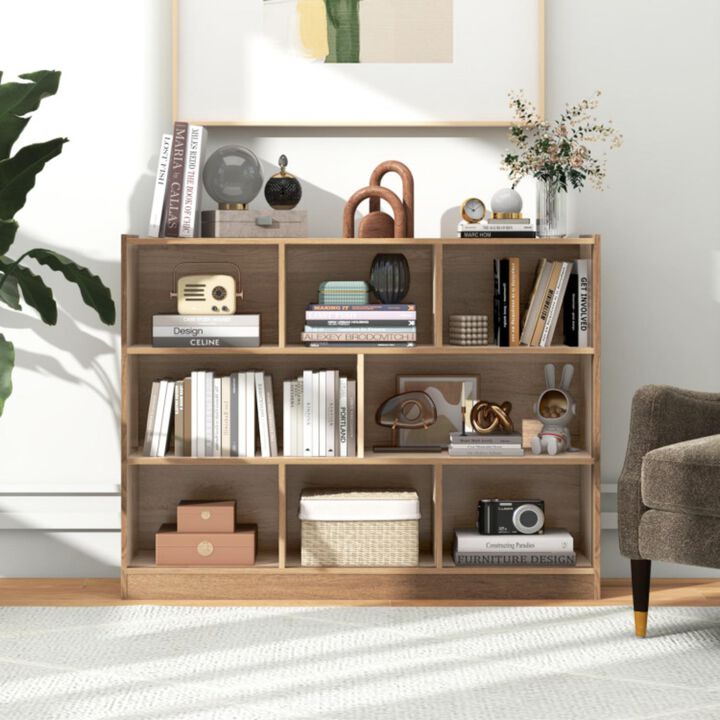 Hivvago 3-Tier Open Bookcase 8-Cube Floor Standing Storage Shelves