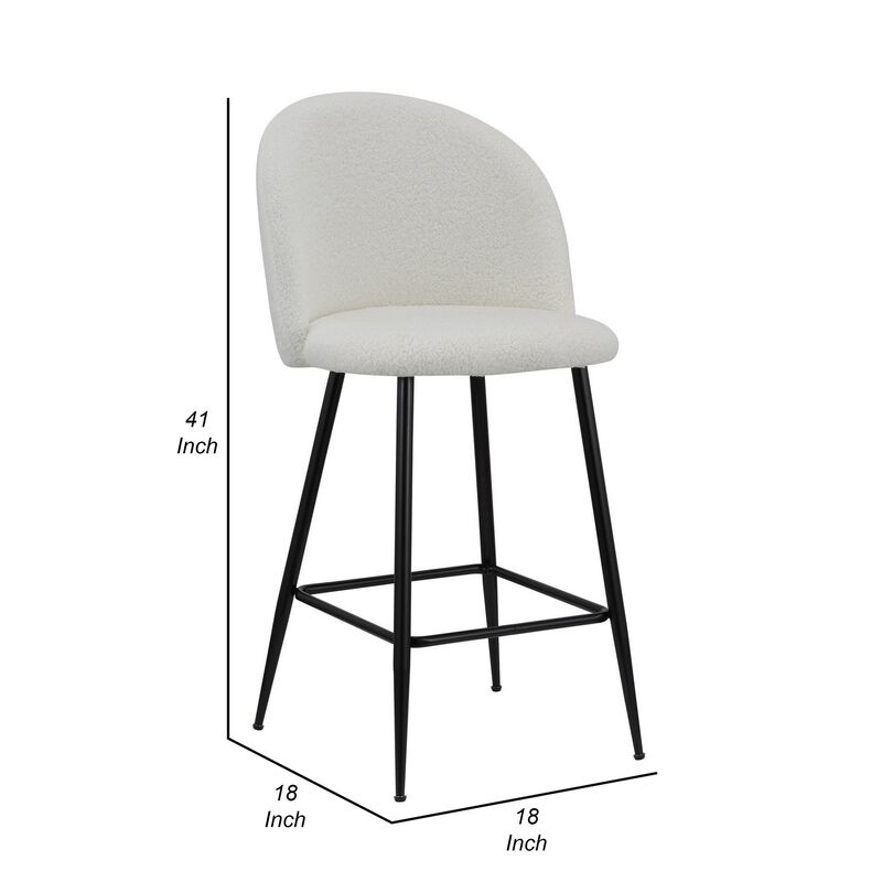 Ast 26 Inch Counter Height Chair, Set of 2, Arched Backrest, Black, White - Benzara