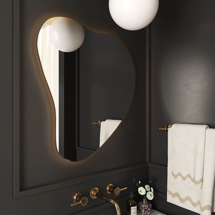 Phoebe LED Teardrop Black Tinted Wall Mirror