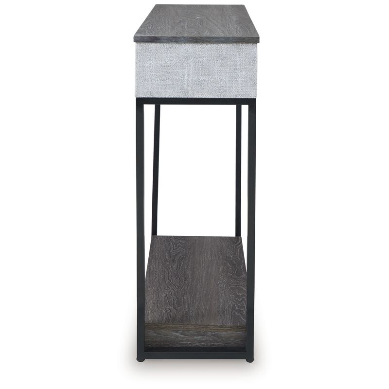 36 Inch Seme Console Table, Wireless Charging, Built in Speakers, Gray - Benzara