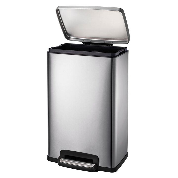 Stainless Steel Trash Can with Step Lid Kitchen Waste Bin for Easy Disposal & Cleanup