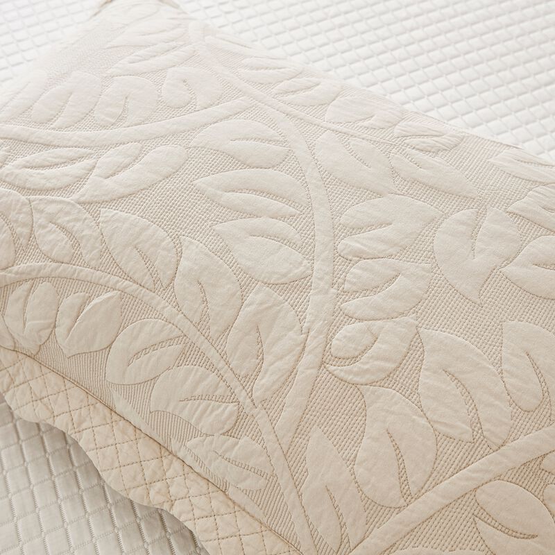 MarCielo 2 Piece 100% Cotton Quilted Pillow Shams Embroidered Farmhouse