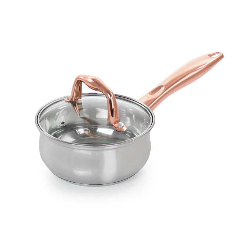 Gibson Home Bransonville 8 Piece Stainless Steel Cookware Set in Chrome and Bronze