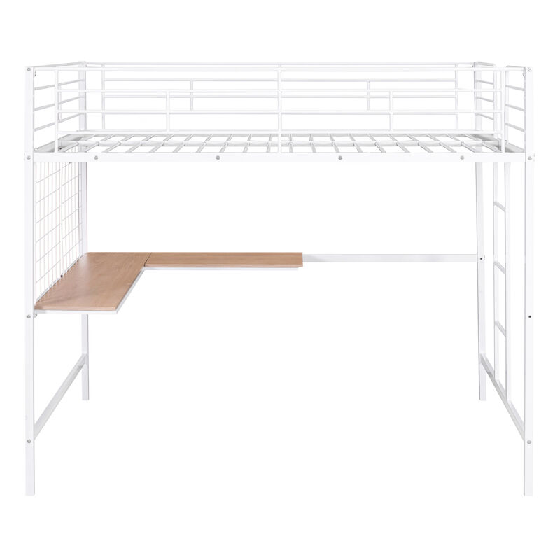 Full Metal Loft Bed With Desk And Metal Grid