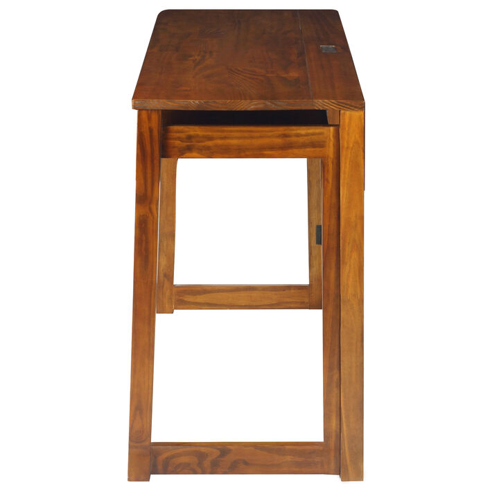 Casual Home Folding Desk with Pull-Out & USB Port-Warm Brown