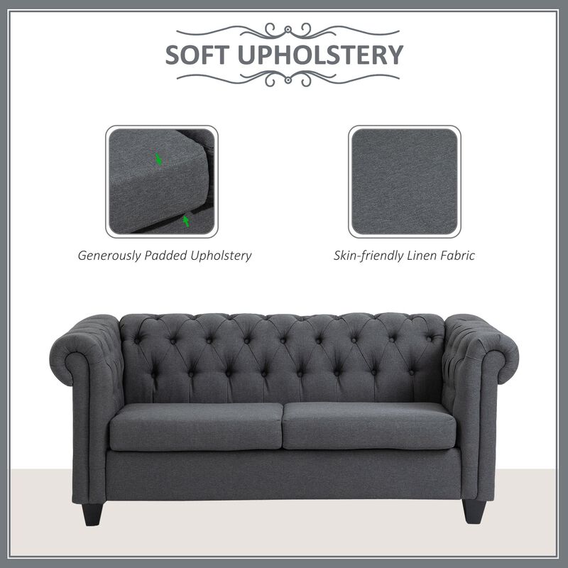 Grey Living Room Comfort: 73" Oversize Linen Fabric Loveseat