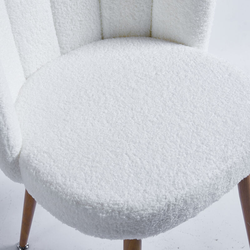 White Dining Chairs(Set Of 2) With Wood Legs