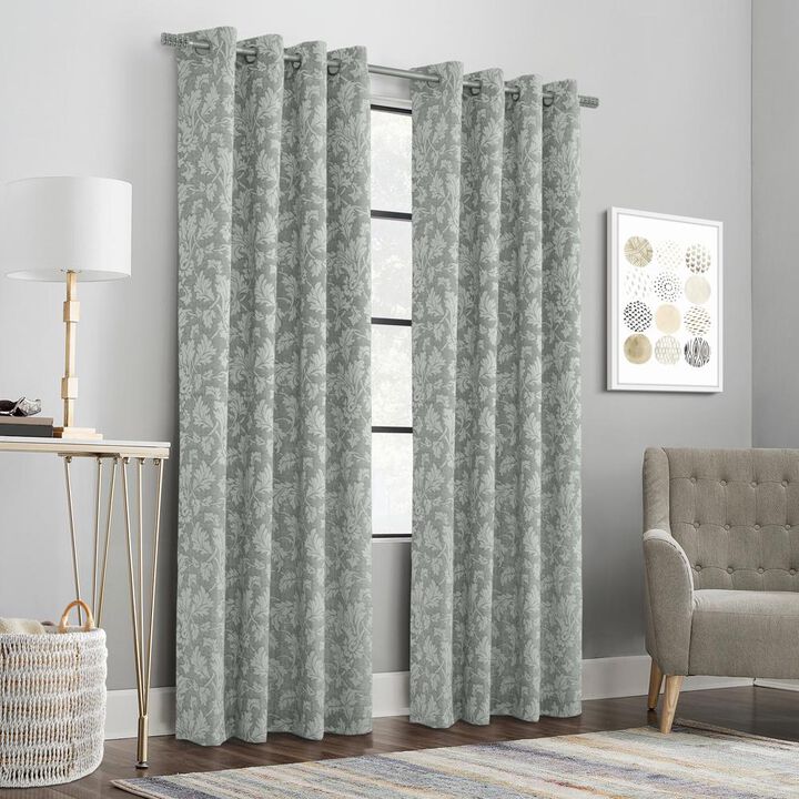 Habitat Valencia Light Filtering Provide Daytime Privacy Rich Woven Branch Leaf Design Grommet Curtain Panel 52" x 95" Grey