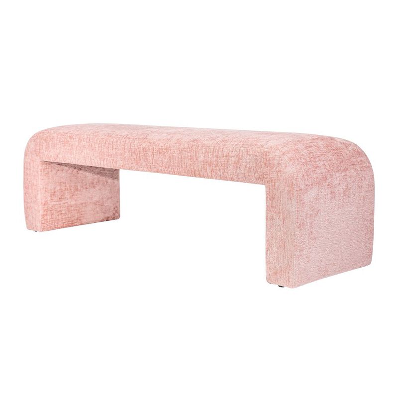 Jofran Sophia Modern Luxury Curved Upholstered Waterfall Jacquard Bench - Large